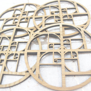 Fibonacci Golden Ratio Phi Sacred Geometry Laser Cut Coasters Set of 4
