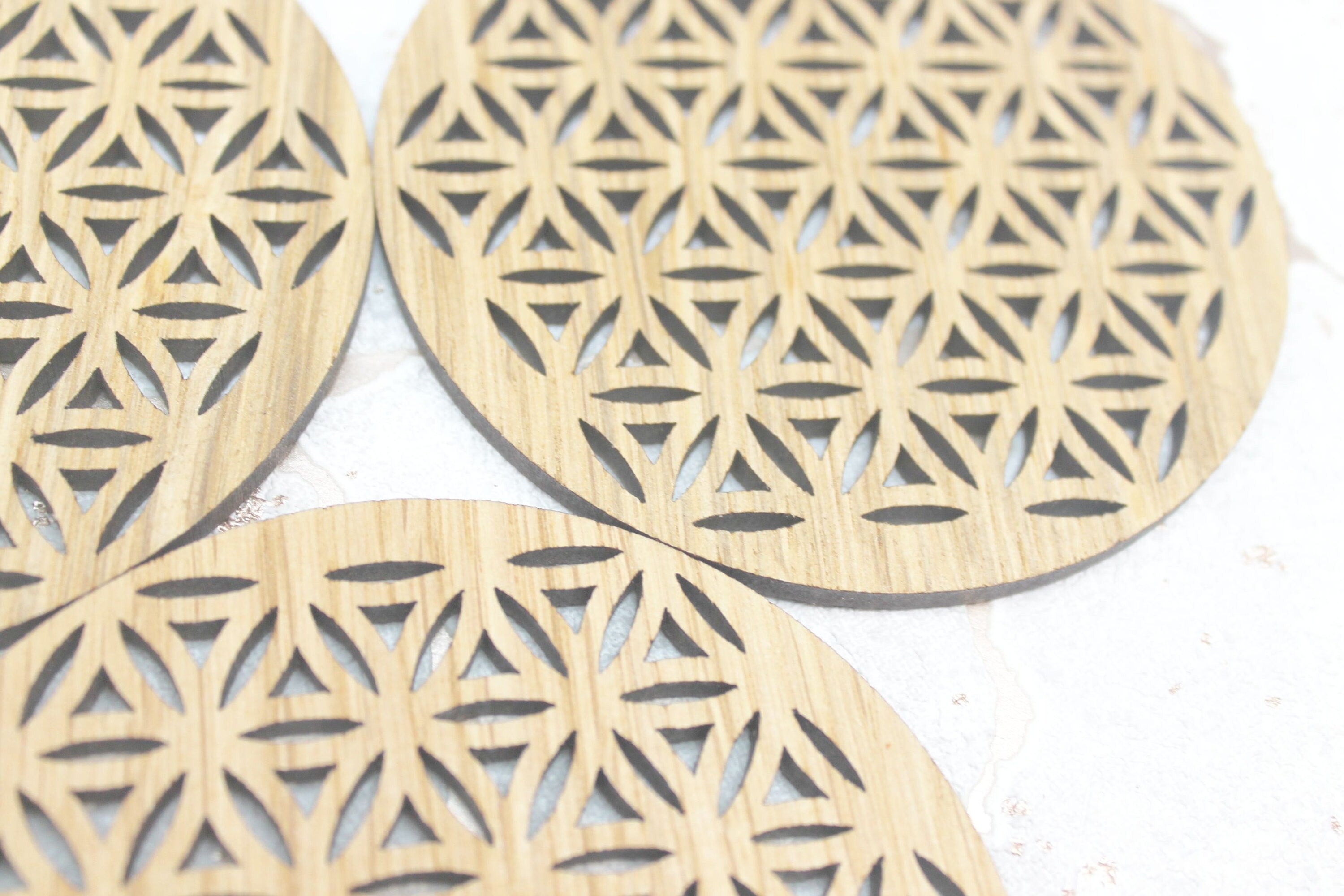 Flower of Life Sacred Geometry Laser Cut Coasters Set of 4