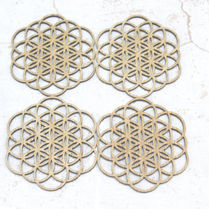 Flower of Life Foundations Sacred Geometry Laser Cut Coasters Set of 4