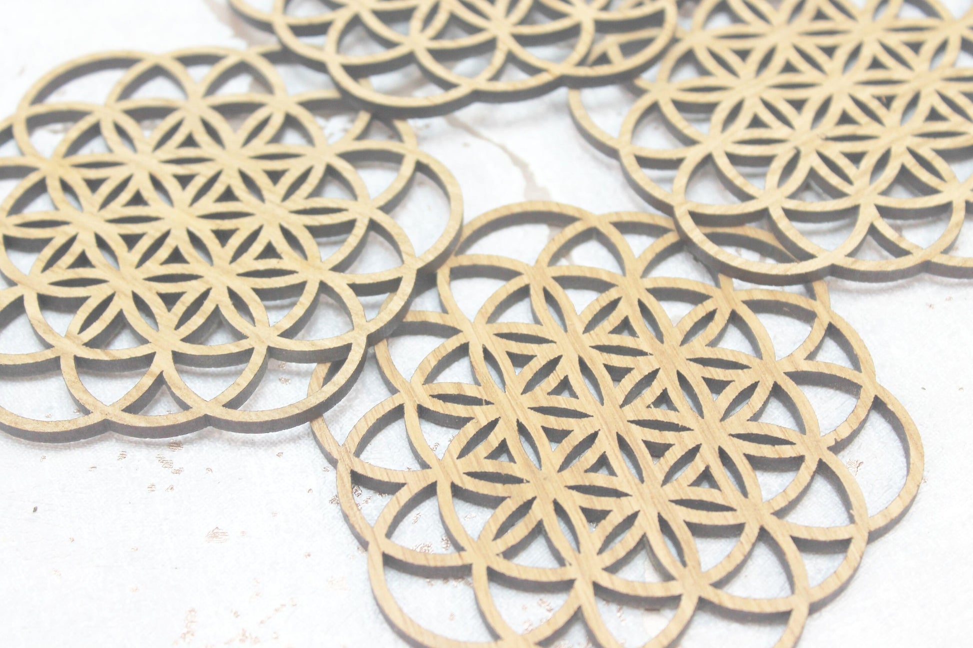 Flower of Life Foundations Sacred Geometry Laser Cut Coasters Set of 4