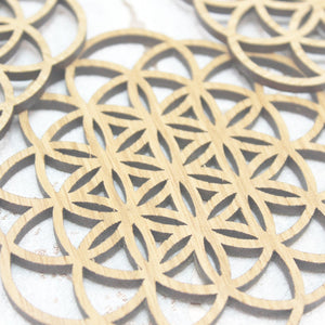 Flower of Life Foundations Sacred Geometry Laser Cut Coasters Set of 4