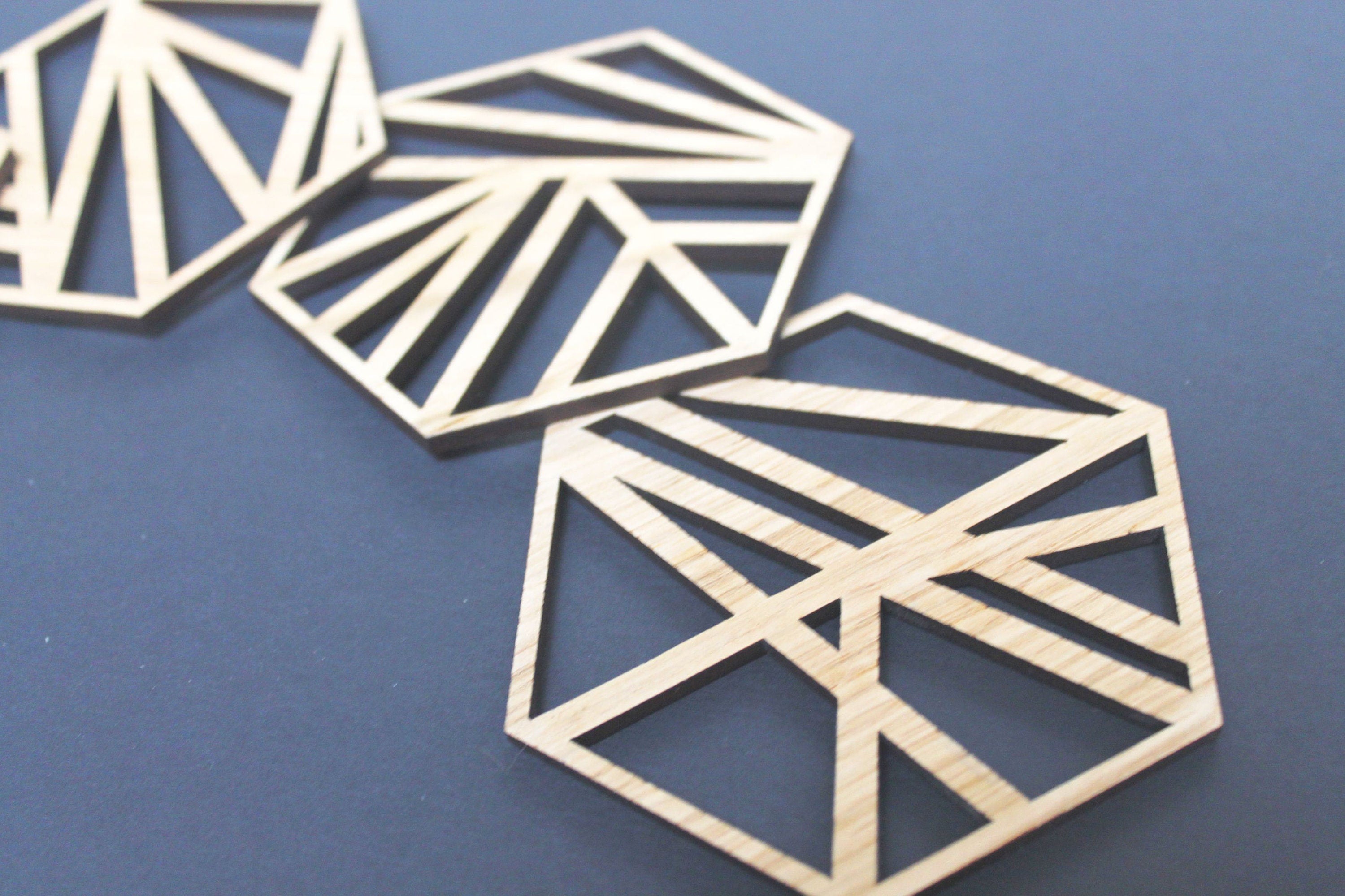 Abstract Geometric Laser Cut Coasters Set of 4