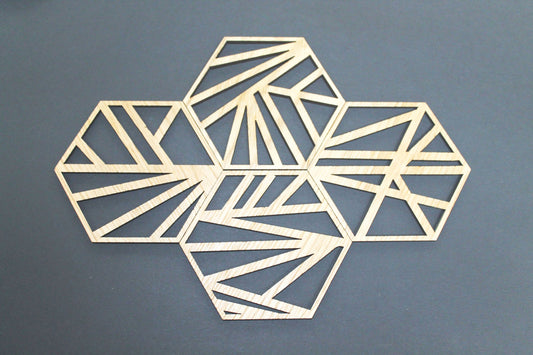 Abstract Geometric Laser Cut Coasters Set of 4