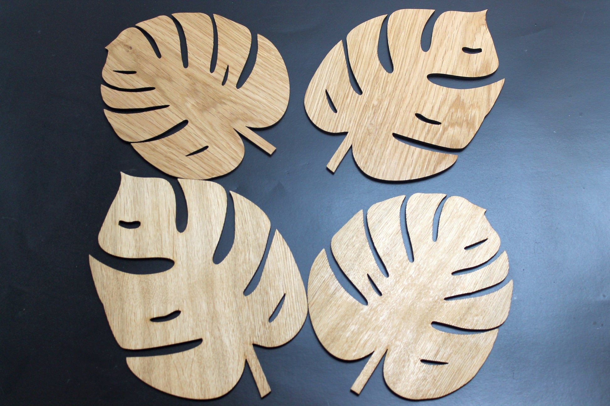 Monstera Leaf, Palm Leave Natural Placemats Set Laser Cut Set of 4