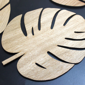 Monstera Leaf, Palm Leave Natural Placemats Set Laser Cut Set of 4