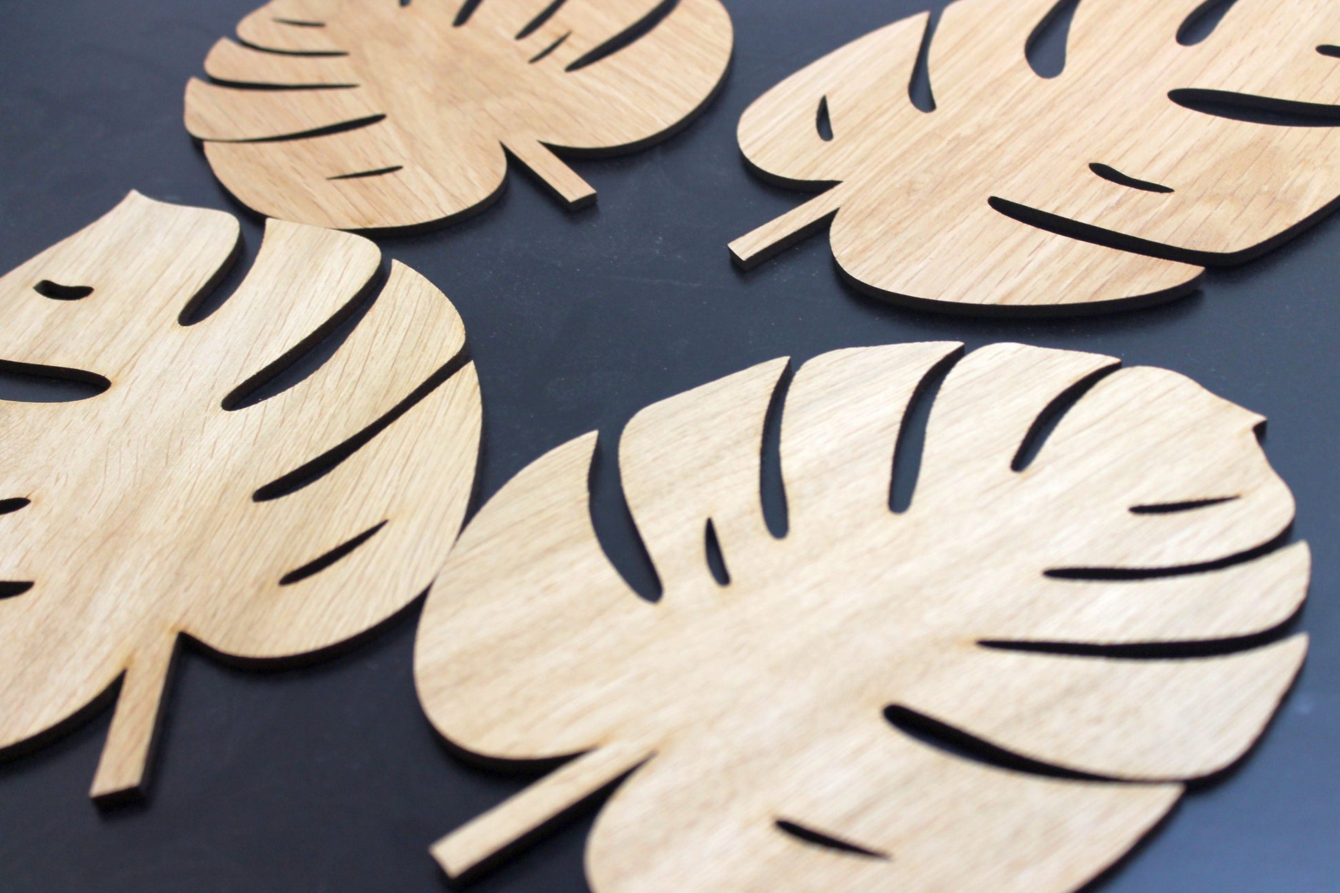 Monstera Leaf, Palm Leave Natural Placemats Set Laser Cut Set of 4