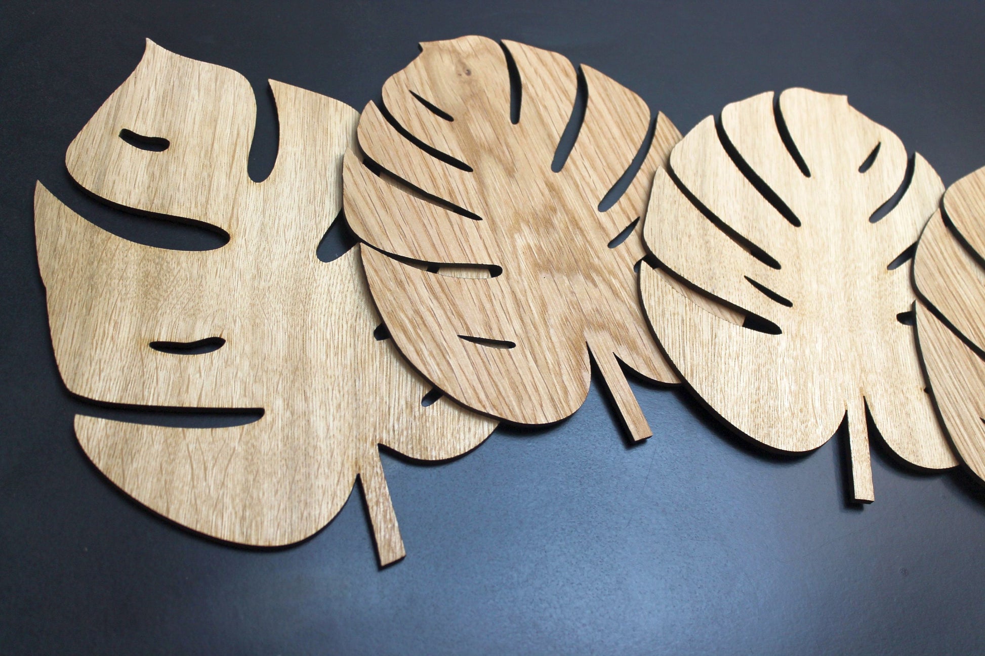 Monstera Leaf, Palm Leave Natural Placemats Set Laser Cut Set of 4