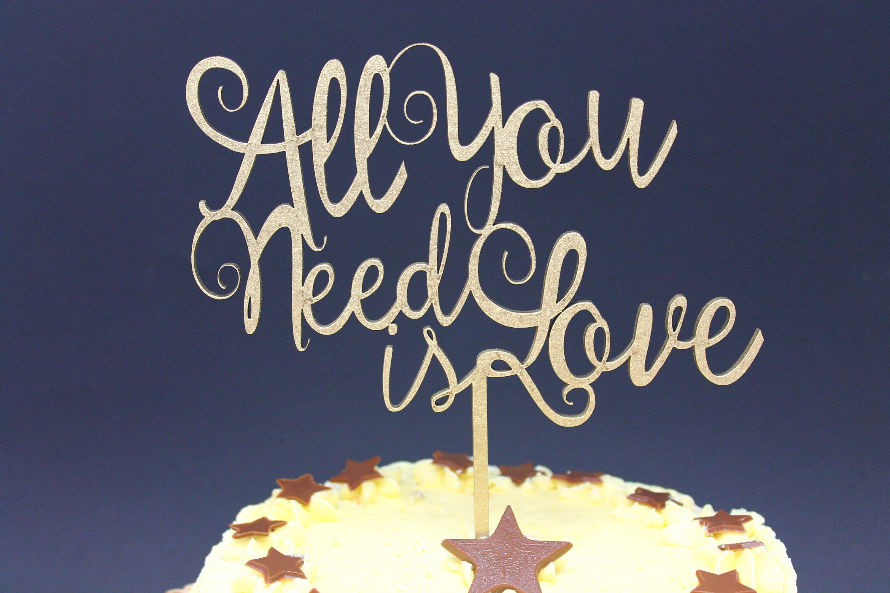 Cake Topper All You need is Love Solid Wood Luxury Premium Topper Keepsake