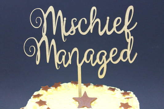 Cake Topper Mischief Managed Wood Luxury Premium Topper Keepsake