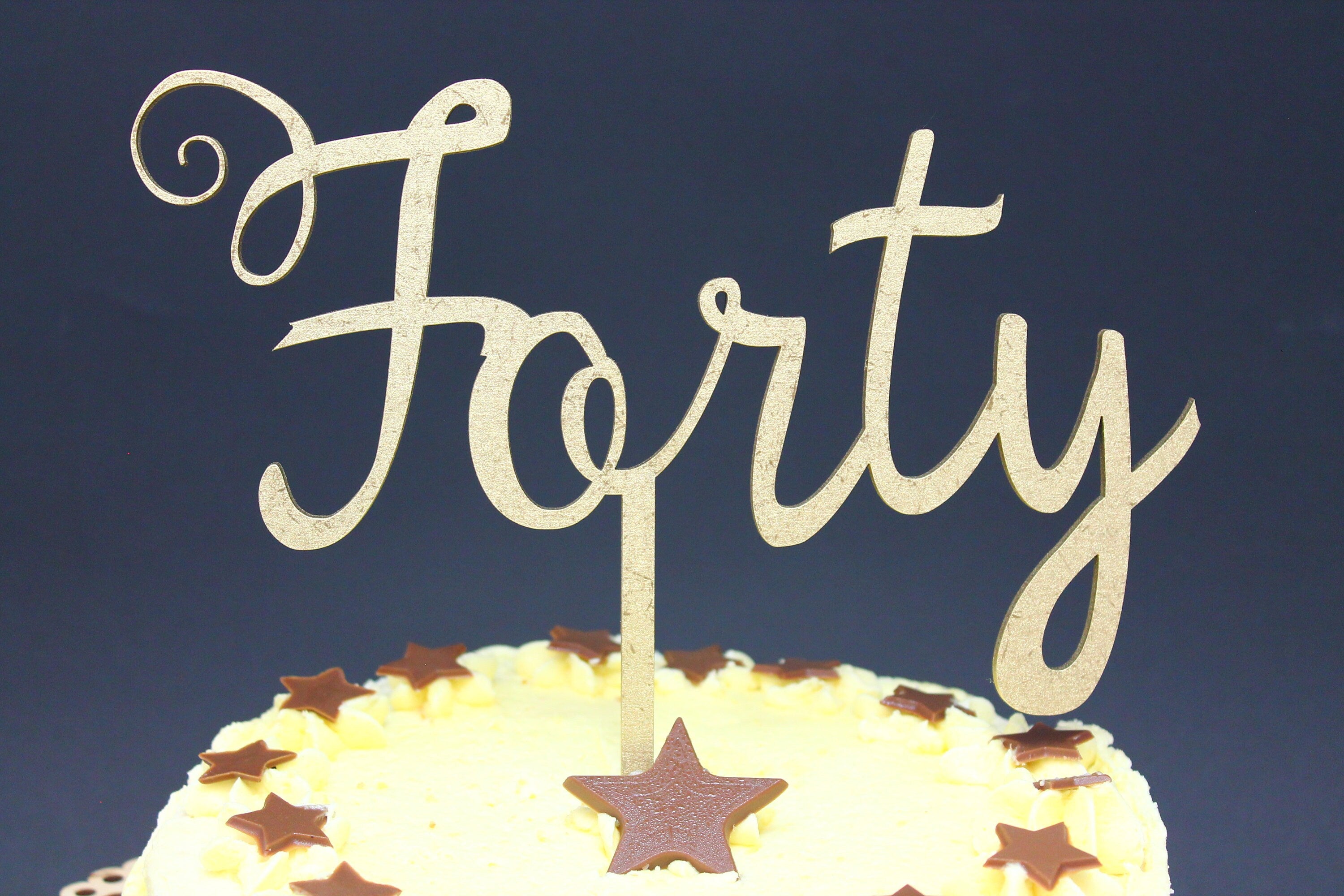 Cake Topper Age as Text Forty, Fifty and More Wood Luxury Premium Topper Keepsake