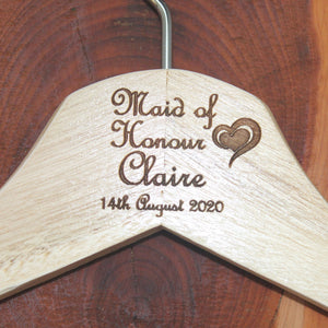 Personalised Bridal Wedding Hanger in Wood or White - Hanger Engraved Wedding Gift Bride, Bridesmaids and more - Deco Heart