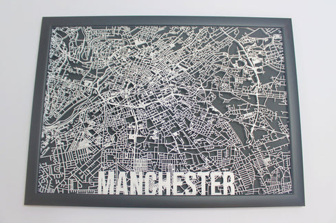 Manchester Laser Cut Street Maps Wooden Map