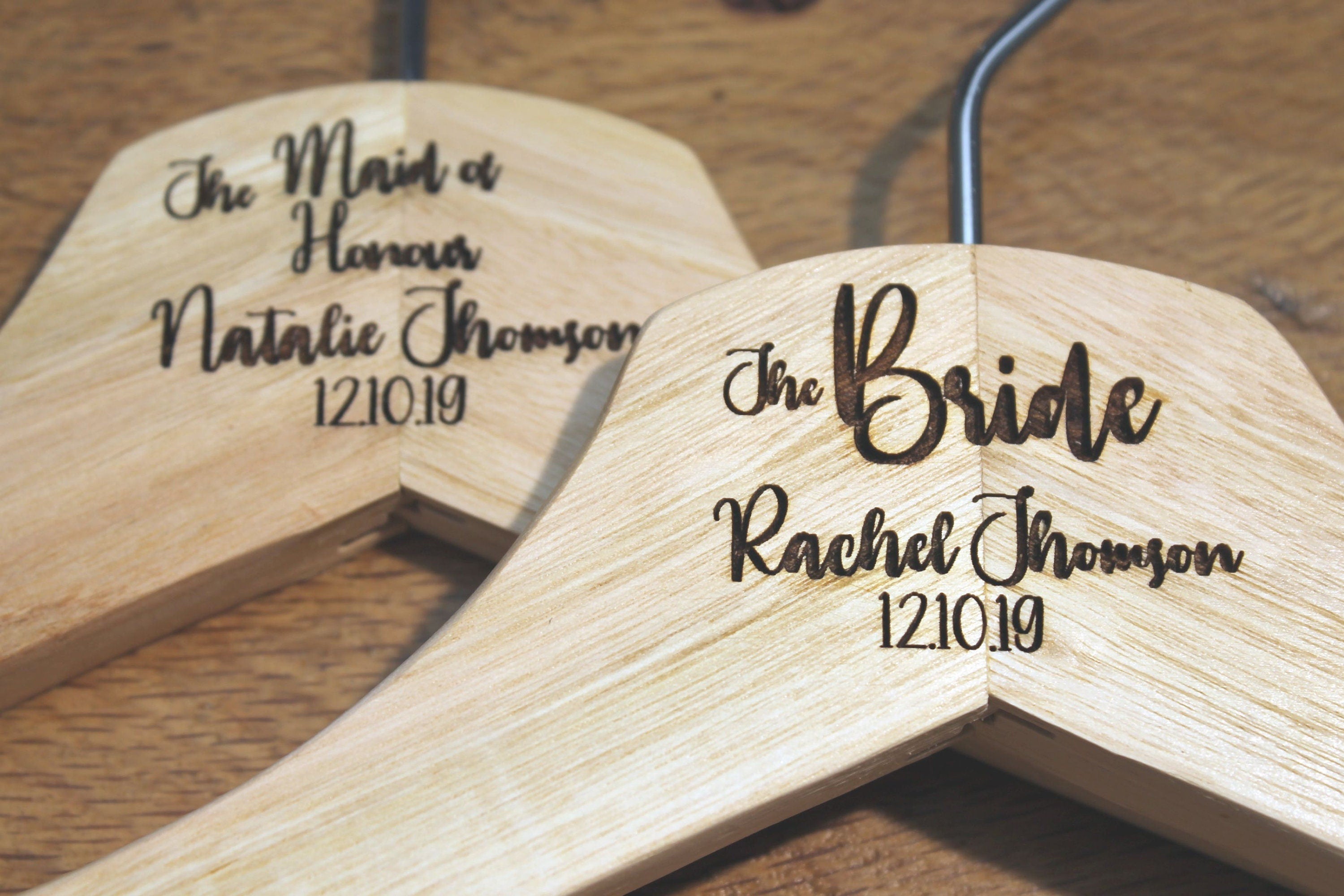 Personalised Bridal Wedding Hanger in Wood or White - Hanger Engraved Wedding Gift Bride, Bridesmaids and more
