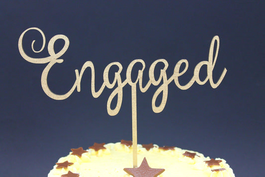 Cake Topper Engaged Solid Wood Luxury Premium Topper Keepsake