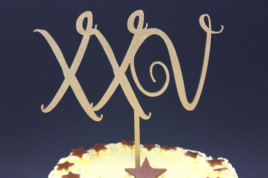 Cake Topper Roman Numerals Wood Luxury Premium Topper Keepsake