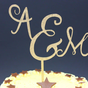 Cake Topper Initials Wedding Anniversary Engagement Luxury Premium Topper Keepsake