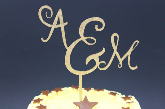 Cake Topper Initials Wedding Anniversary Engagement Luxury Premium Topper Keepsake