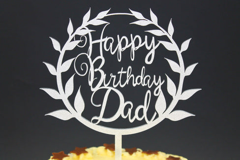 Cake Topper Happy Birthday with Name Wood Luxury Premium Topper Keepsake