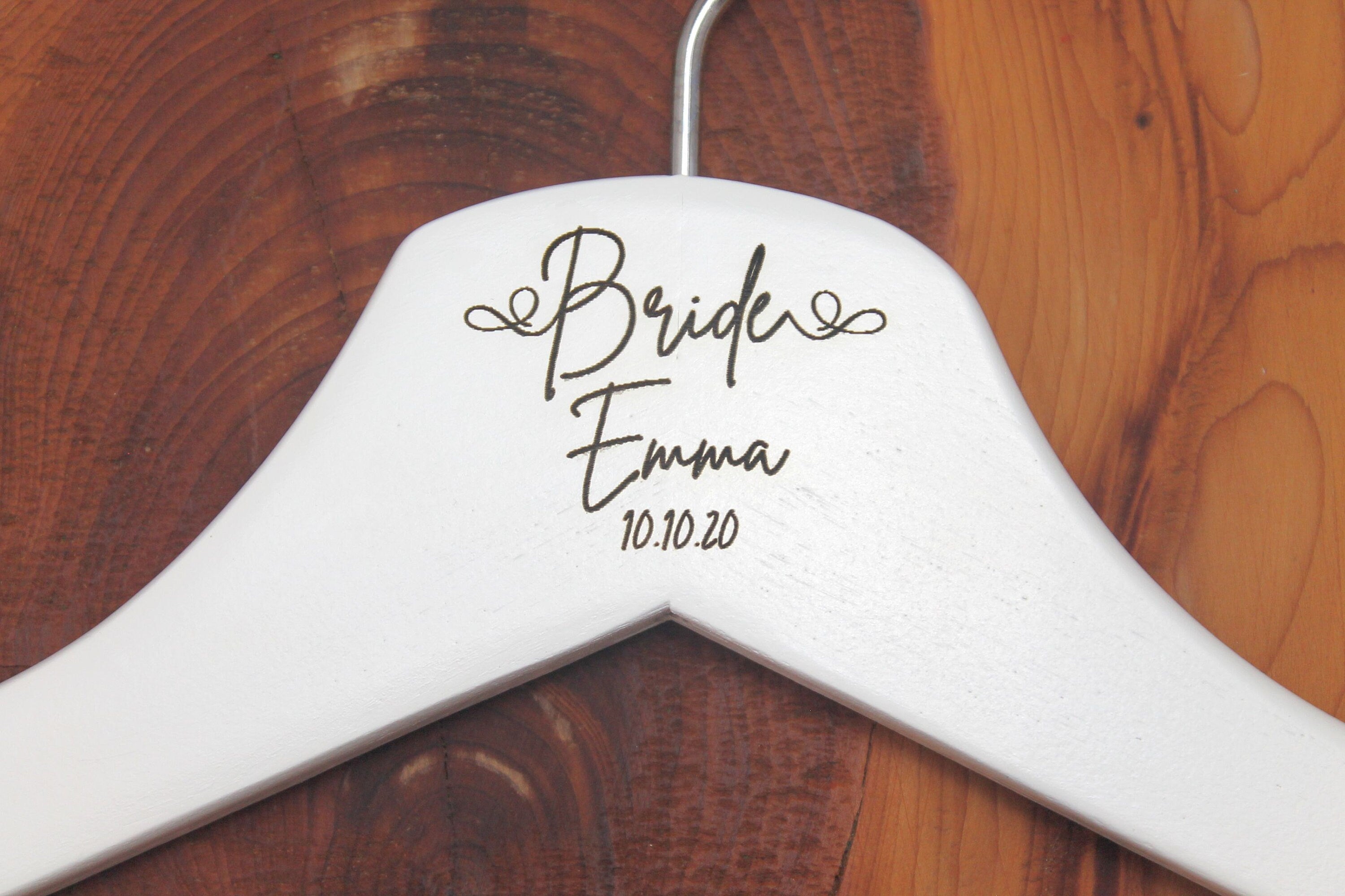 Personalised Bridal Wedding Hanger in Wood or White - Hanger Engraved Wedding Gift Bride, Bridesmaids and more - Signature Style