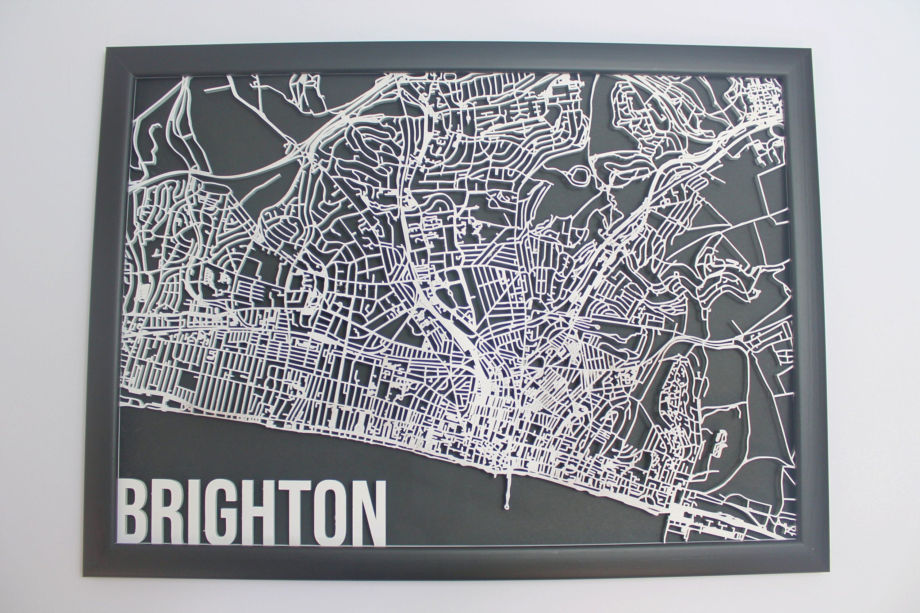 Brighton Wood Map Laser Cut Street Maps Wooden Map