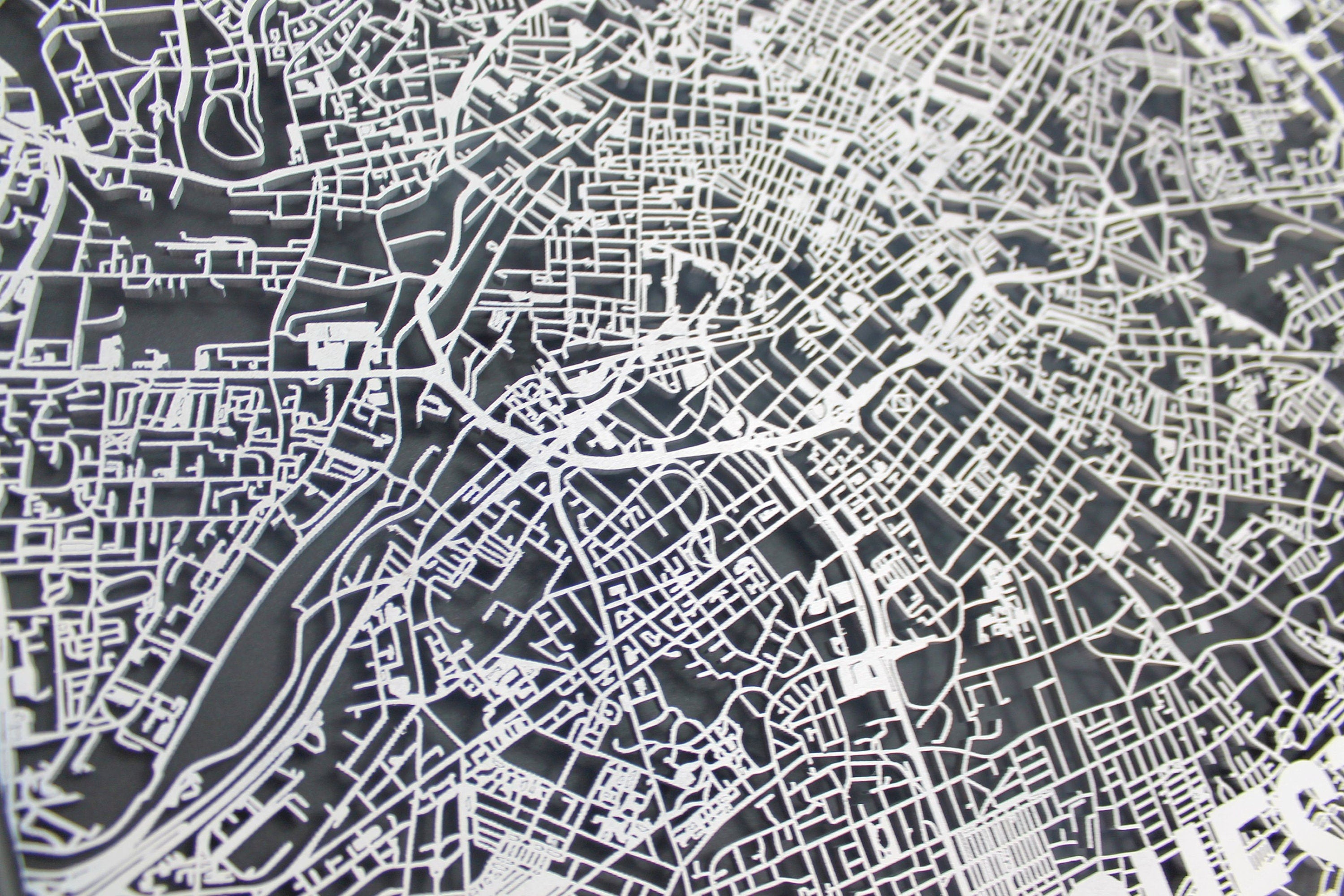 Manchester Laser Cut Street Maps Wooden Map