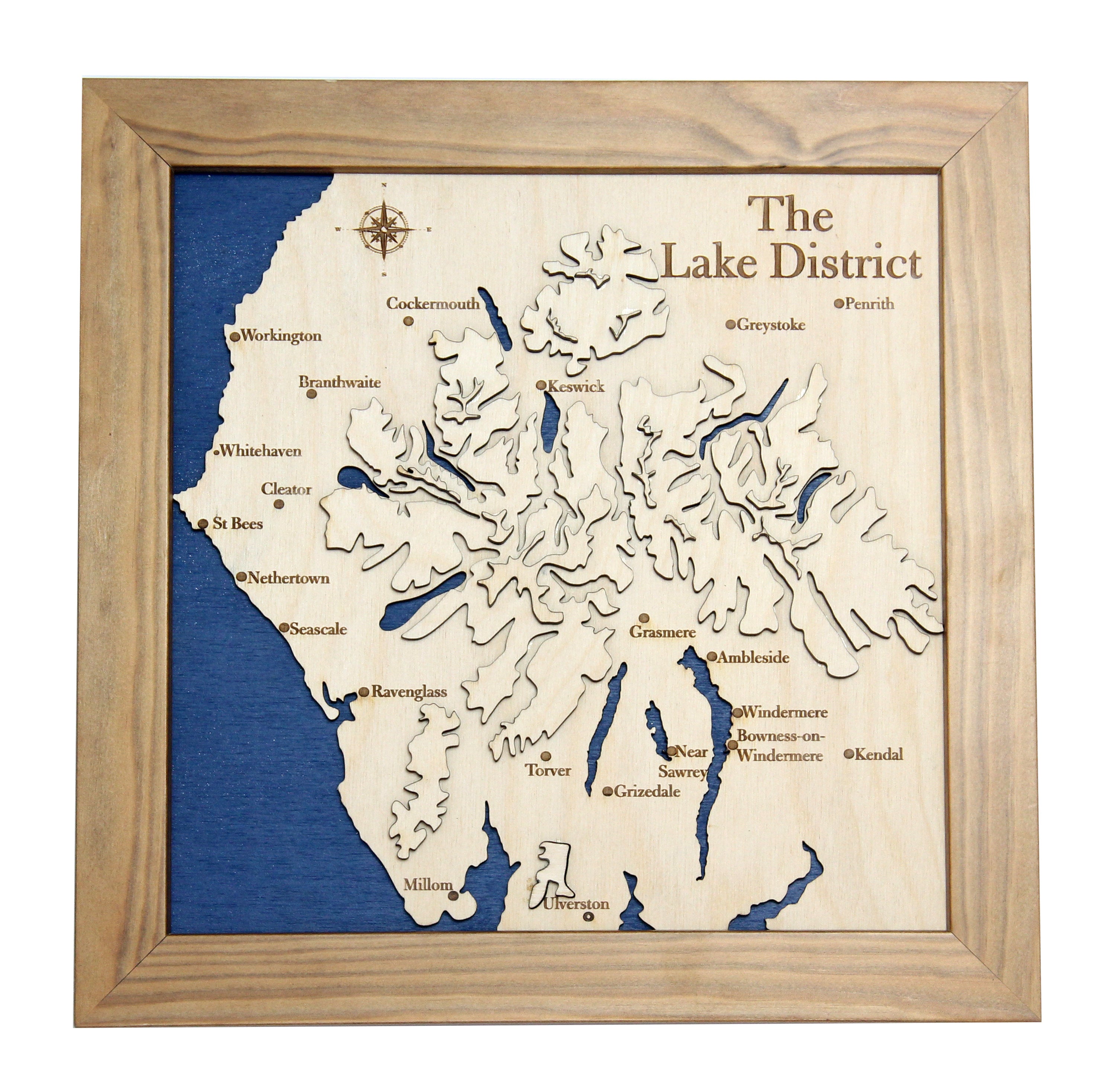 3D Lake District Map - Wooden Topographical Map