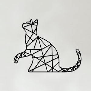 Geometric Cat Art - Wooden Wall Art - Cat Lover Gift