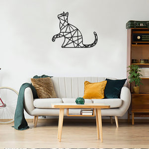 Geometric Cat Art - Wooden Wall Art - Cat Lover Gift