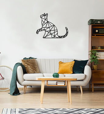 Geometric Cat Art - Wooden Wall Art - Cat Lover Gift