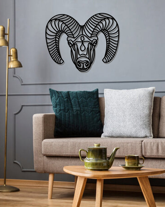 Geometric Ram Wall Art - Wooden Laser Cut Wall Art