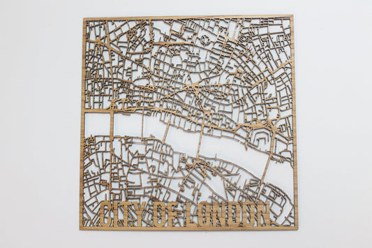 City of London Solid Wood Street Map Laser Cut Street Maps Wooden Map