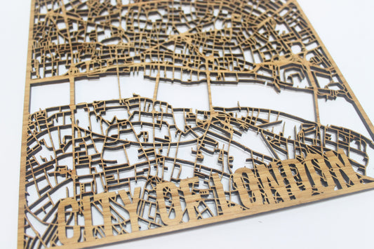 City of London Solid Wood Street Map Laser Cut Street Maps Wooden Map