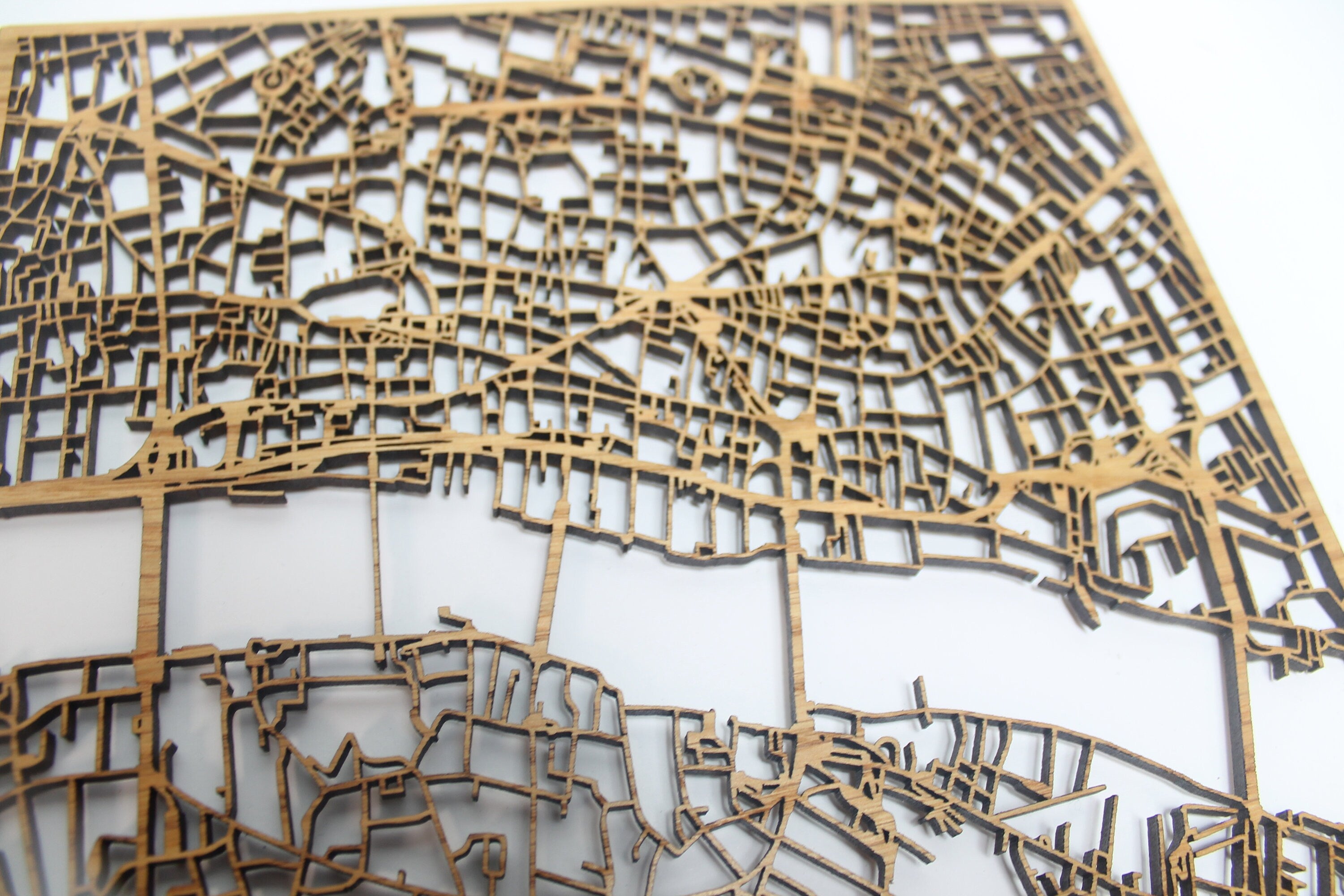 City of London Solid Wood Street Map Laser Cut Street Maps Wooden Map