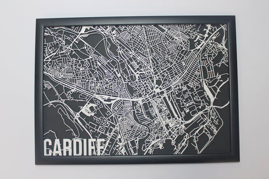 Cardiff Wood Map Laser Cut Street Maps Wooden Map