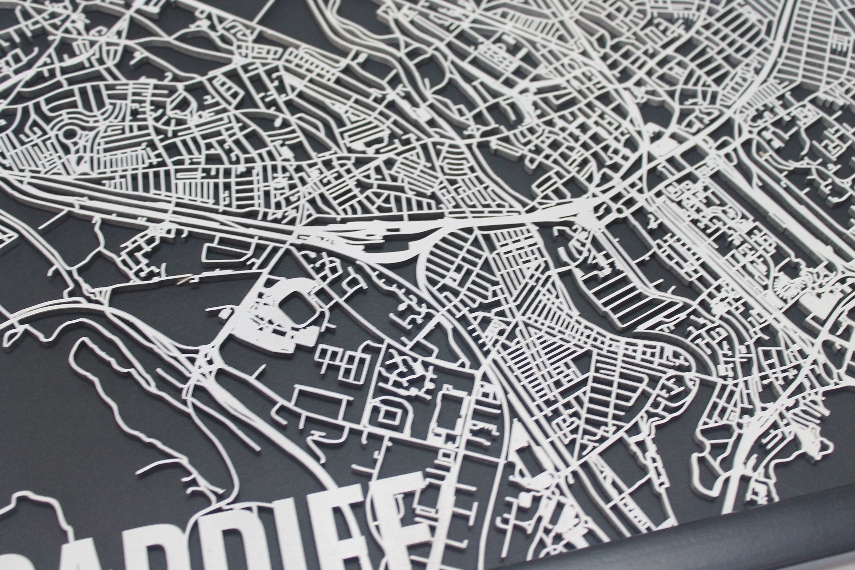 Cardiff Wood Map Laser Cut Street Maps Wooden Map