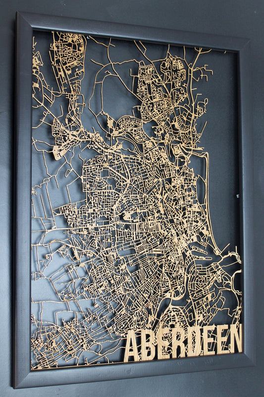 Aberdeen Wood Map Laser Cut Street Maps Wooden Map