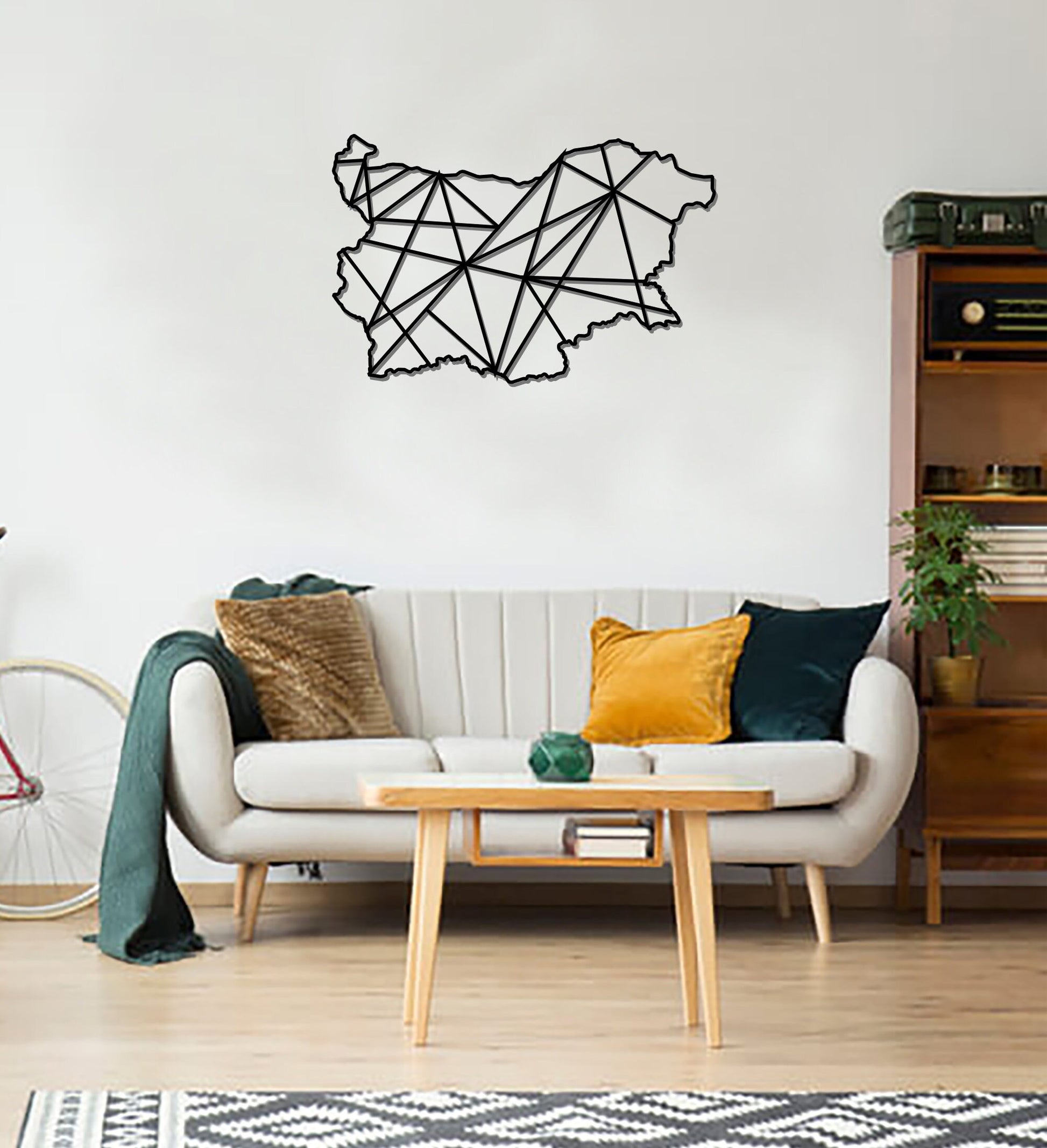 Geometric Bulgaria Art - Wooden Country Wall Art - Bulgaria Gift