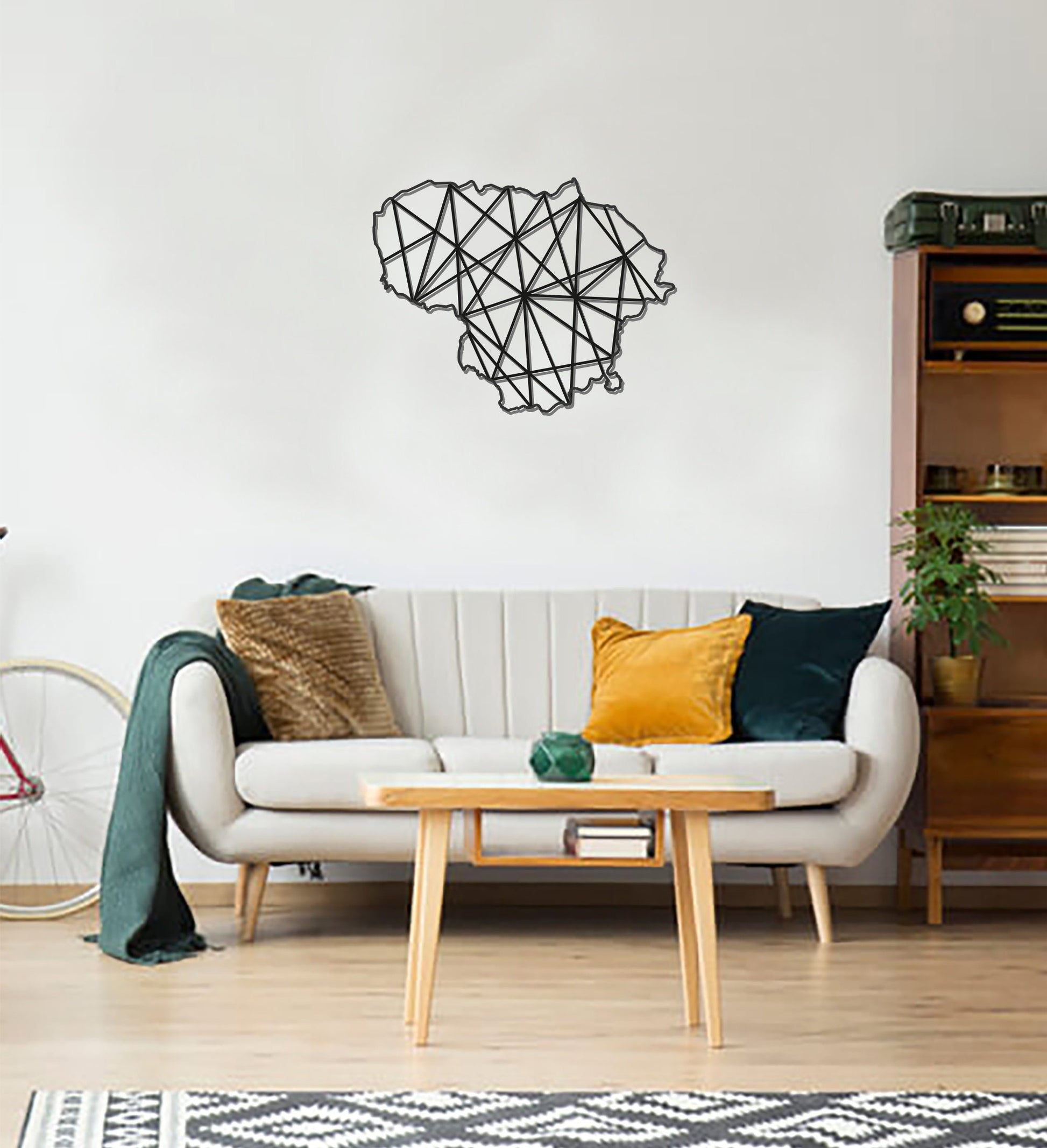 Geometric Lithuania Art - Wooden Country Wall Art - Lithuania Gift