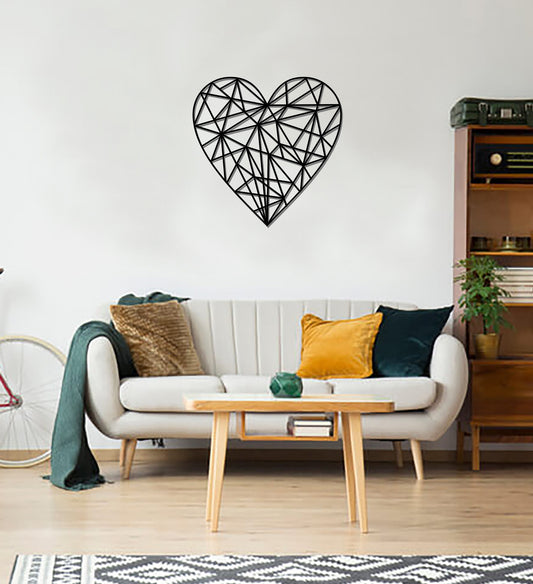 Geometric Heart Art - Wooden Country Wall Art - Heart Gift