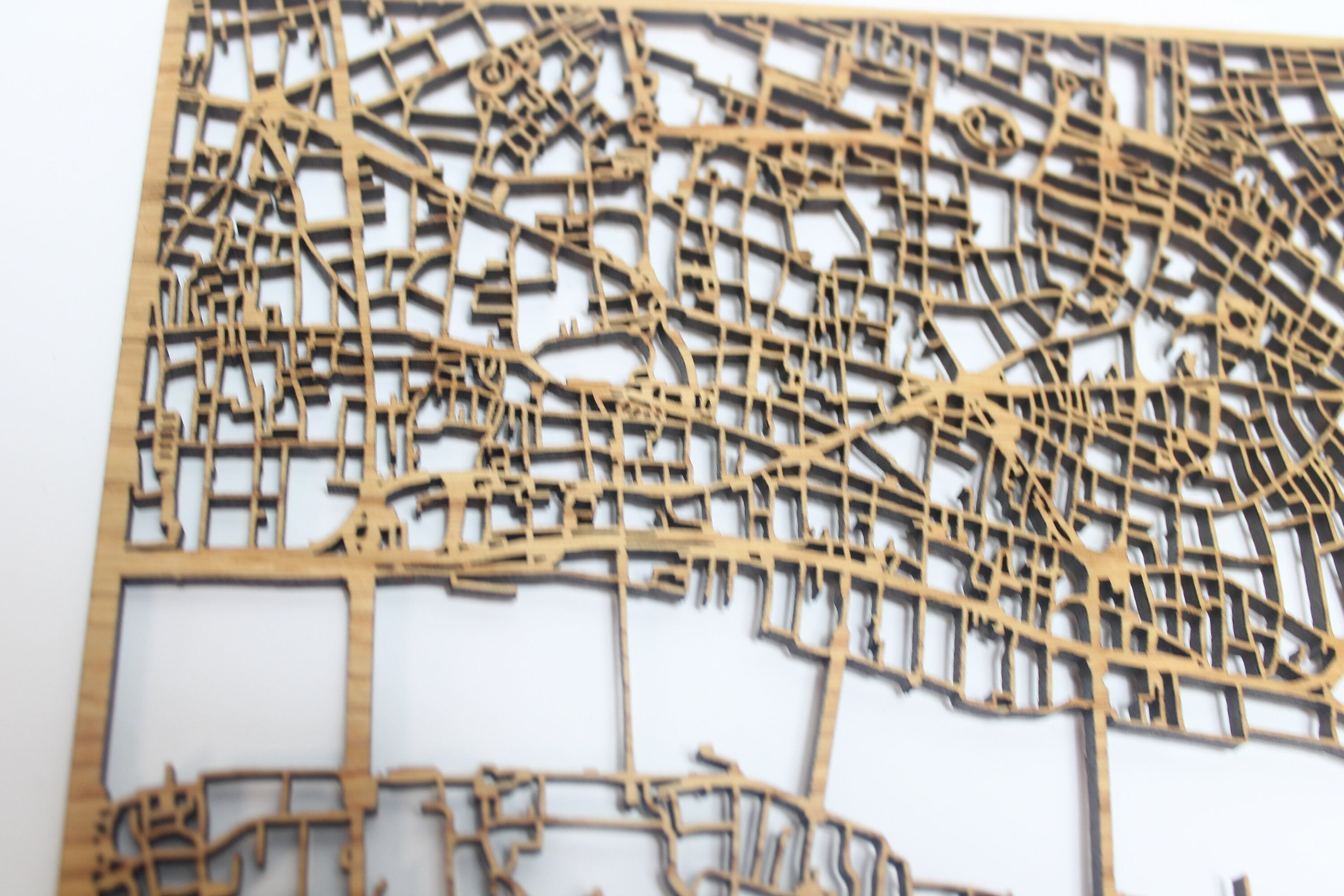 City of London Solid Wood Street Map Laser Cut Street Maps Wooden Map