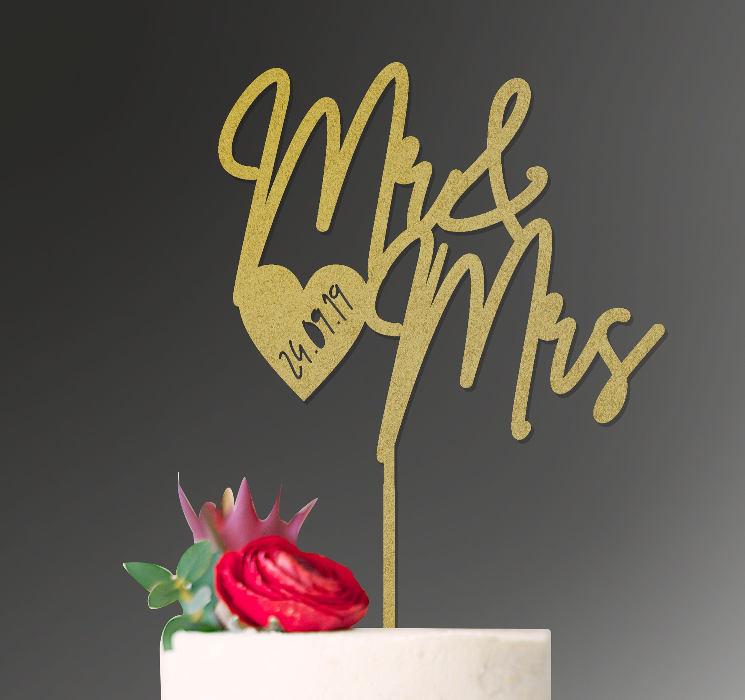Cake Topper Mr and Mrs Mr and Mr Mrs and Mrs with Date Engagement Wedding Custom Personalised