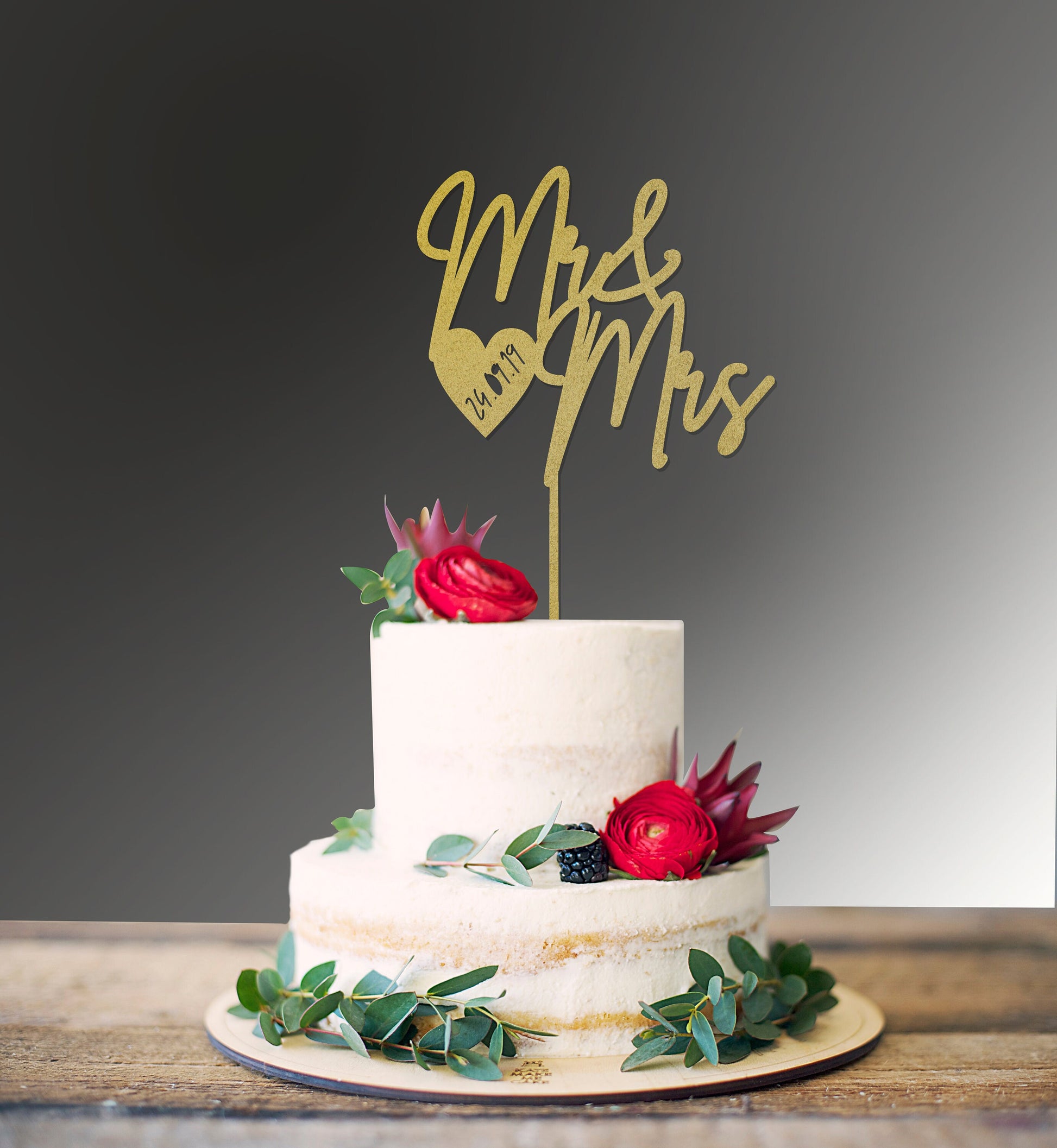 Cake Topper Mr and Mrs Mr and Mr Mrs and Mrs with Date Engagement Wedding Custom Personalised