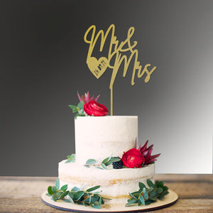 Cake Topper Mr and Mrs Mr and Mr Mrs and Mrs with Date Engagement Wedding Custom Personalised
