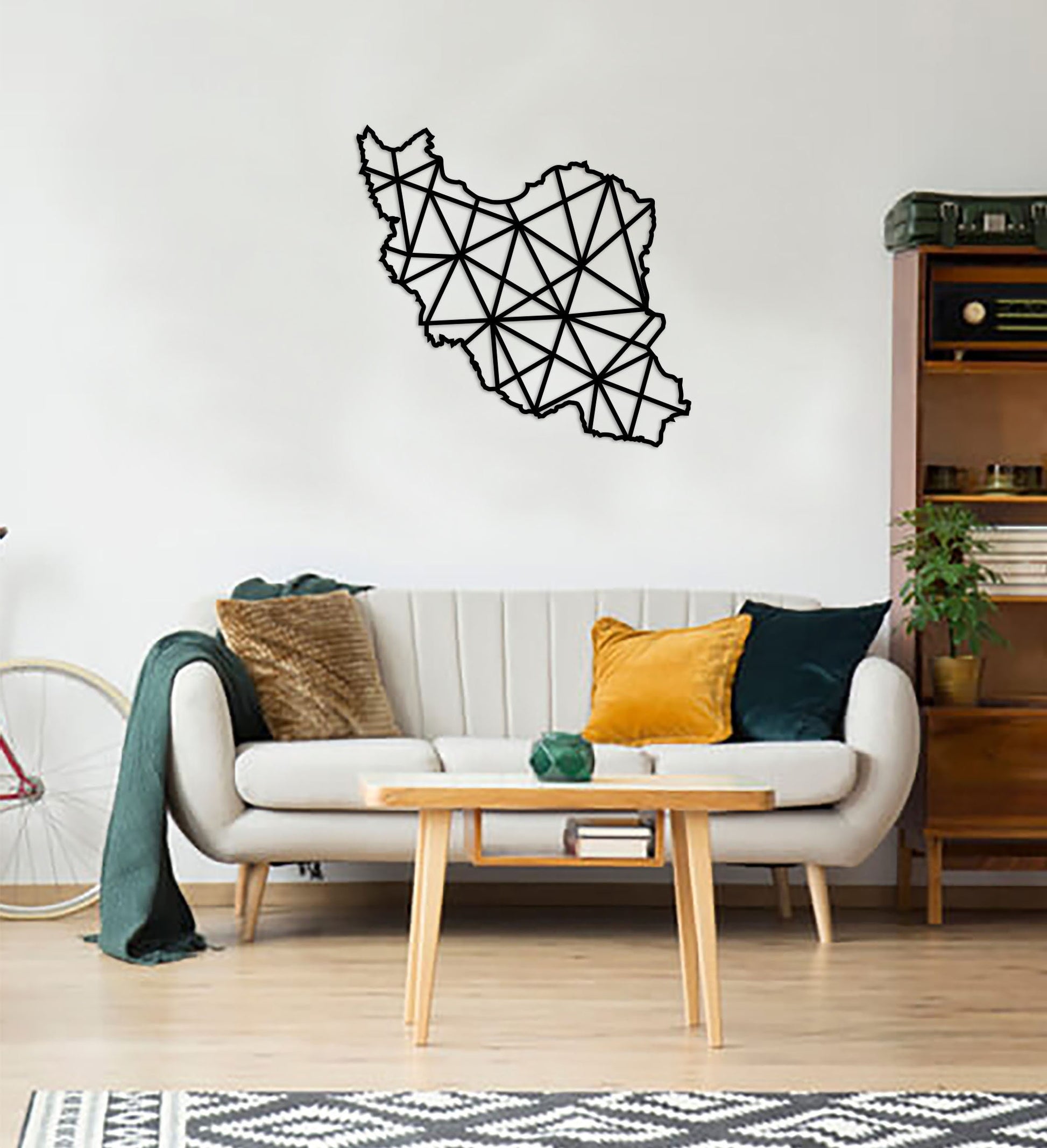Geometric Iran Art - Wooden Country Wall Art - Iran Gift