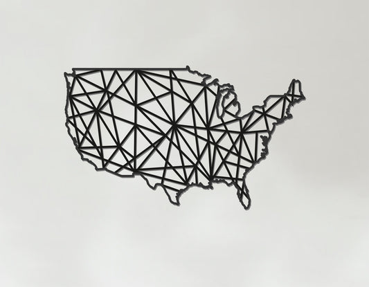 Geometric USA Art - Wooden Country Wall Art - USA Gift