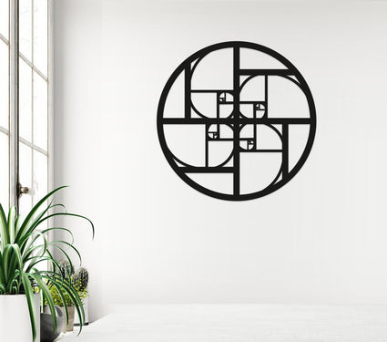Geometric Fibonacci Circle Art - Wooden Laser Cut Wall Art