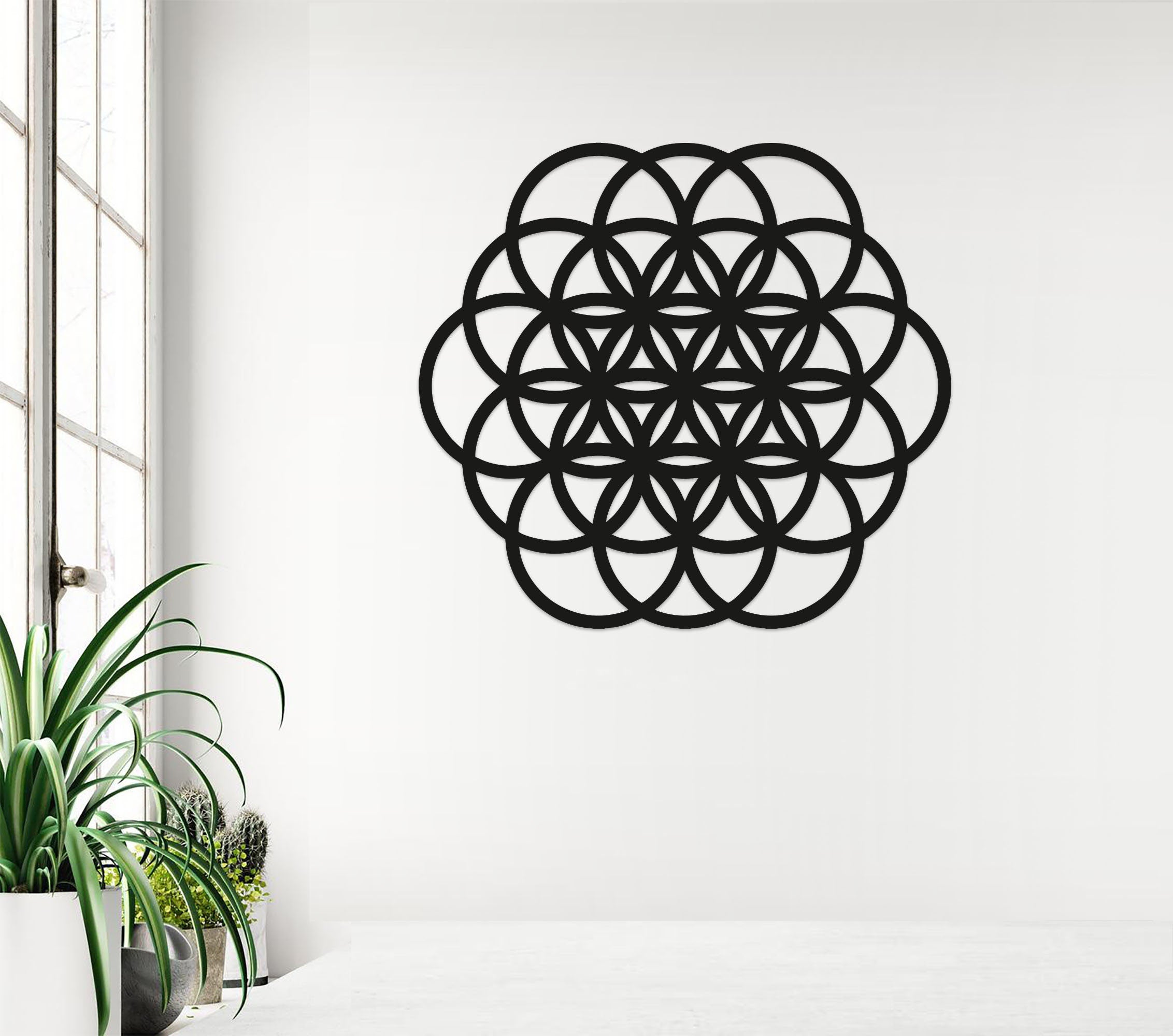 Geometric Flower of Life Art - Wooden Laser Cut Wall Art
