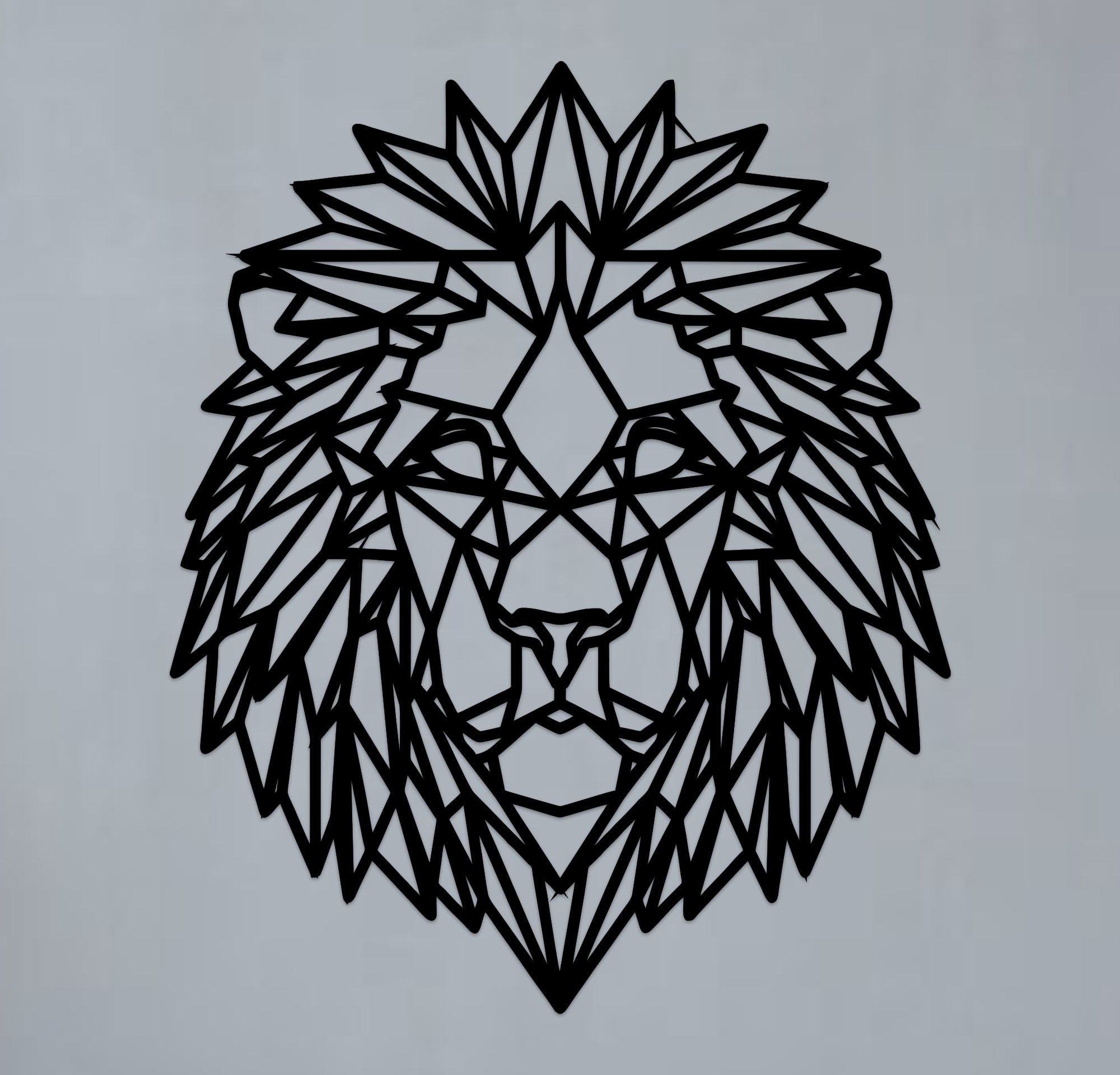 Geometric Lion Art - Wooden Laser Cut Wall Art