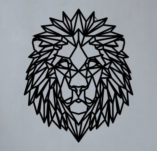 Geometric Lion Art - Wooden Laser Cut Wall Art