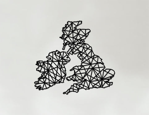 Geometric United Kingdom and Ireland Art - Wooden Country Wall Art - United Kingdom and Ireland Gift